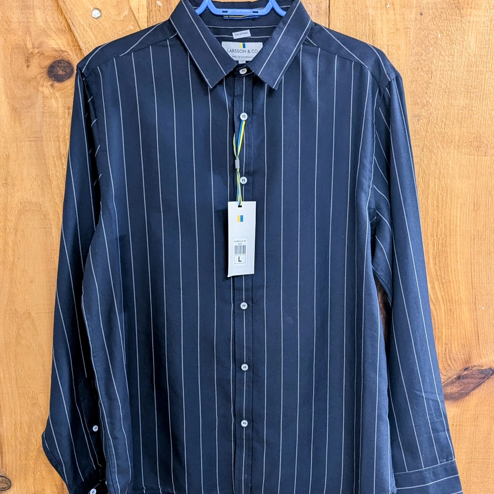 Navy Pinstripe Dress Shirt by